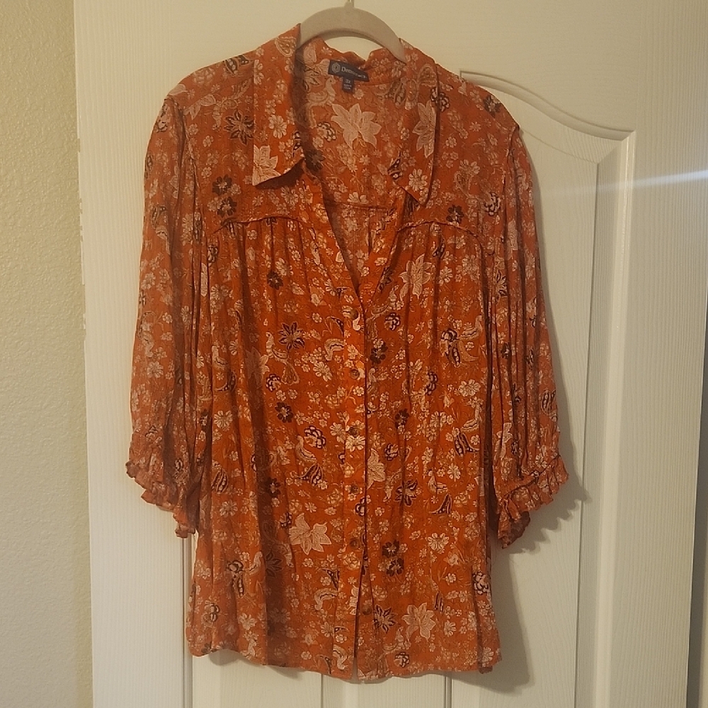 Democracy Rust Floral Blouse